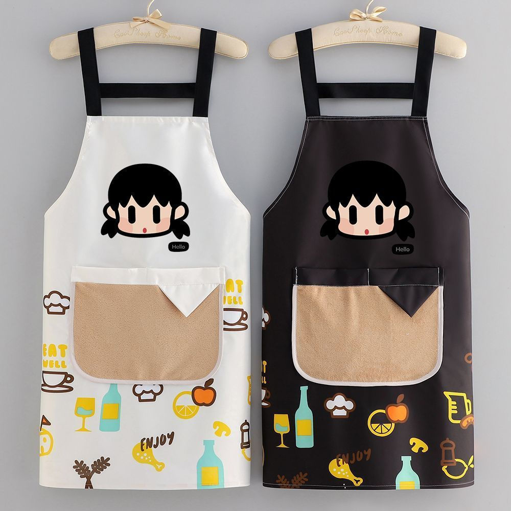 TQ~Cute cartoon print apron for kitchen cooking, waterproof and oil-proof workwear, stylish and fash