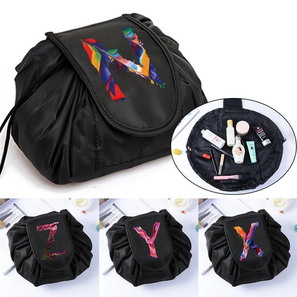 Portable Drawstring Cosmetic Bag Travel Storage Makeup  Ladies Make Up Pouch Paint Letter Organizer 