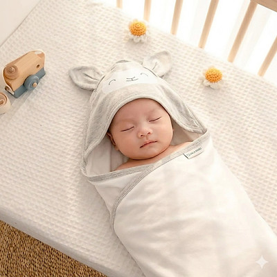 Khăn ủ choàng quấn bé sơ sinh Ualarogo Sheepie 80x80cm vải sợi bông Cotton mềm mịn UR 920