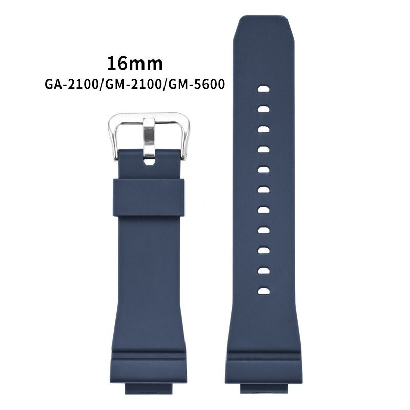 Tương thích với GA-2100 GM-2100 GM-5600 | Dây đồng hồ cao su thiết kế 16mm | Cho Mô Hình Vuông Mini 