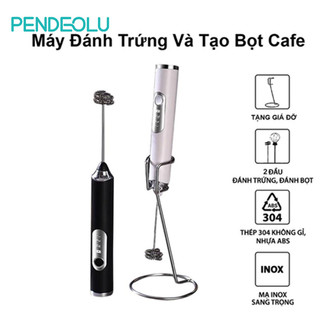  PENDEOLU Máy Tạo Bọt Cà Phê Máy Đánh Trứng Cầm Tay Mini Sạc Pin 3 Cấp Độ Tiện Dụng Có Chân Đế 