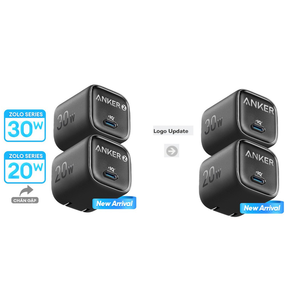Củ sạc nhanh Anker Zolo GaN 20W/ 30W | 1 cổng USB-C | Sạc nhanh Power IQ 3.0 | Chân gập gấp gọn tiện lợi - A2699 | BigBuy360 - bigbuy360.vn