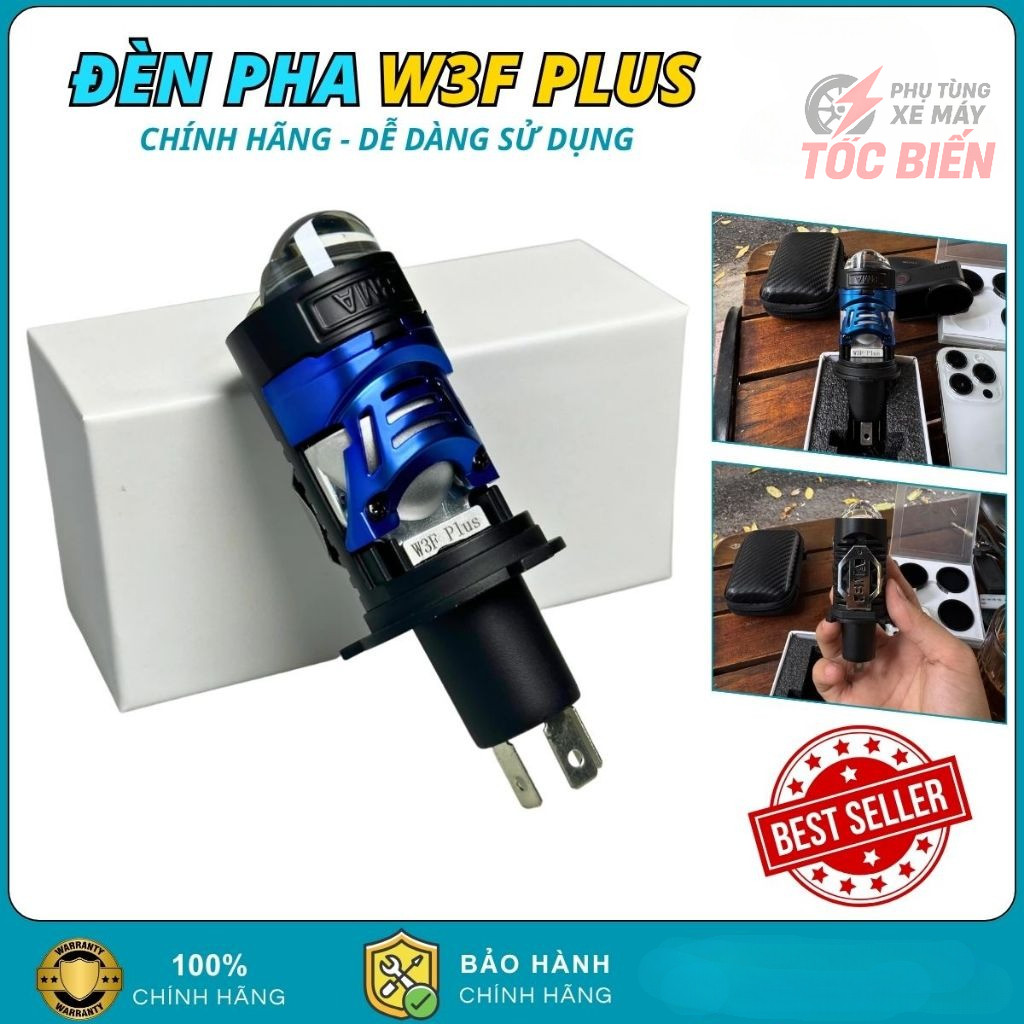 Bóng Đèn Pha Bi Cầu BMA W3F Plus 60W Chính Hãng, Đèn LED Siêu Sáng ,Ánh Sáng Rộng Cho Xe Máy - Tốc B