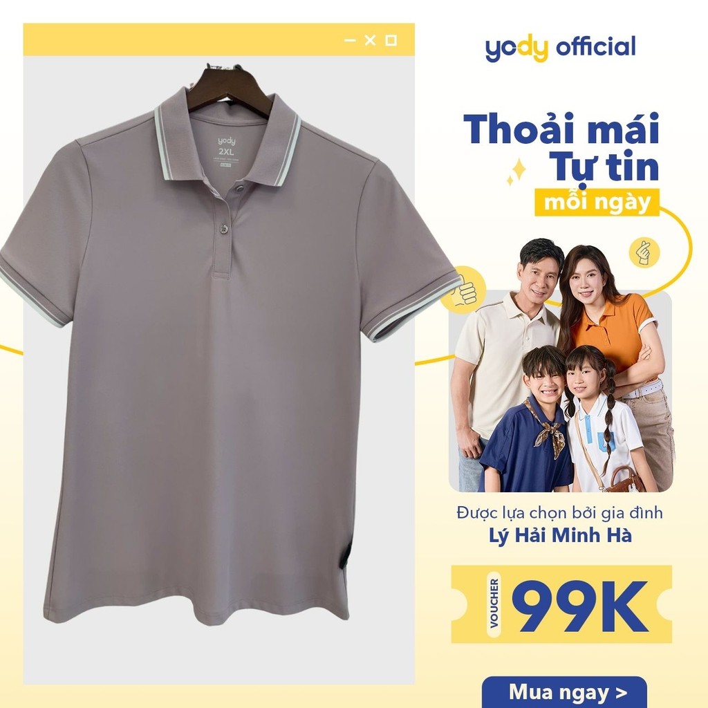 Áo thun polo nam nữ YODY cổ bẻ thoáng mát kháng khuẩn chuẩn form WCPO25A216