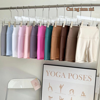   YOGATRUTH  Quần Short Thể Thao Tập Yoga Không Xuyên Thấu Lưng Cao Màu Nude Mật Ong Đào Ôm Hông 