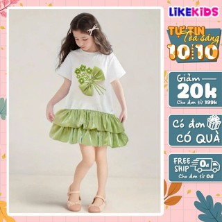 Đầm váy thun polo cực xinh cho bé gái kiểu dáng TÙNG XOÈ 2 tầng thoáng mát E66 - LikeKids
