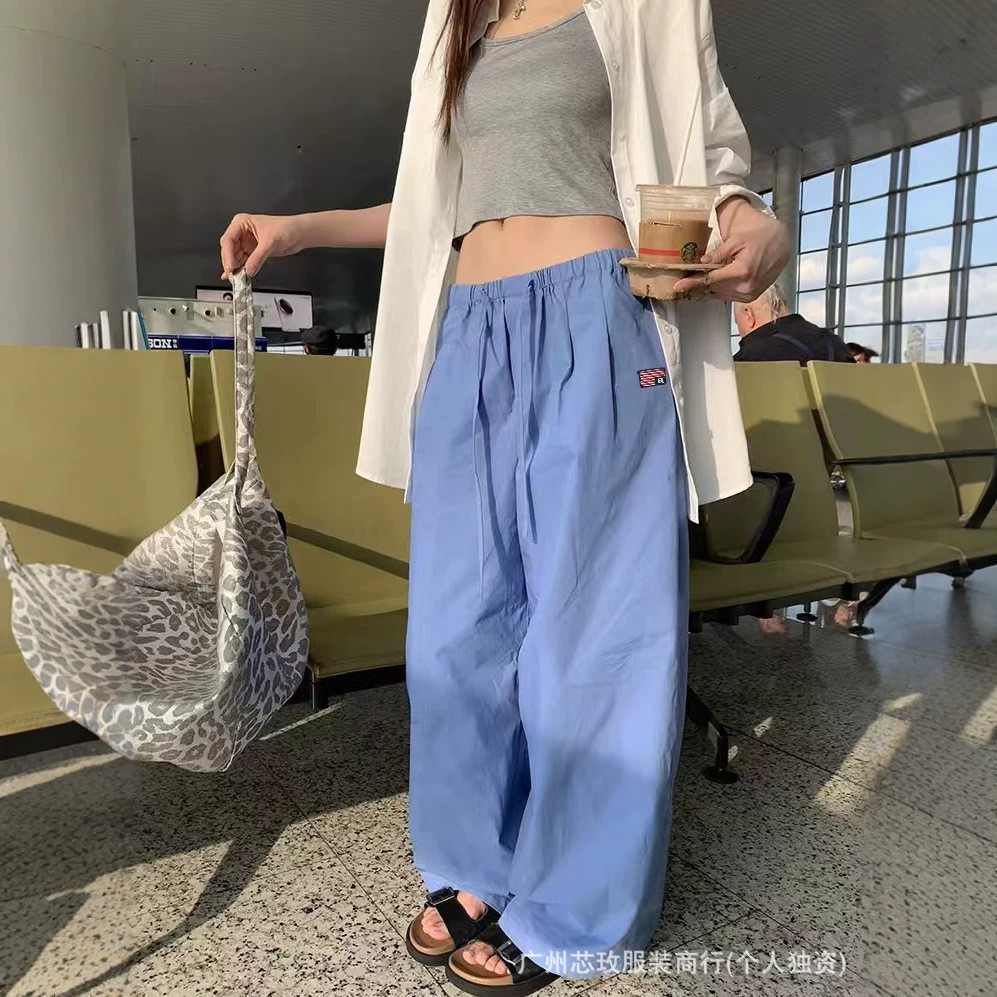 DS4J ~AW Correct original2026New American retro blue high-waisted casual wide-leg pants