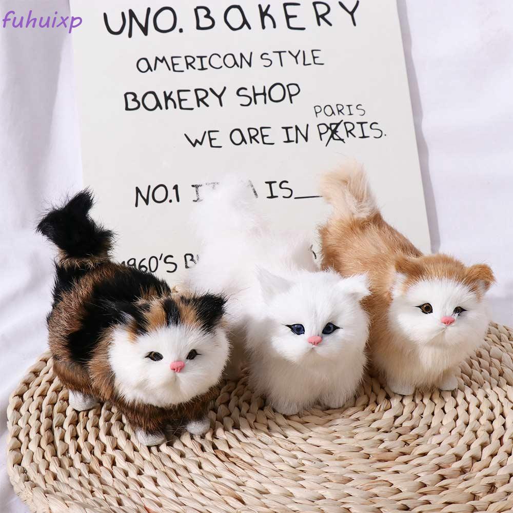 RAVEX Mô Phỏng Mèo Quà Tặng Sinh Nhật Kawaii Mèo Giả Động Vật Mèo Con Búp Bê Cho Trẻ Em Mô Hình Mèo