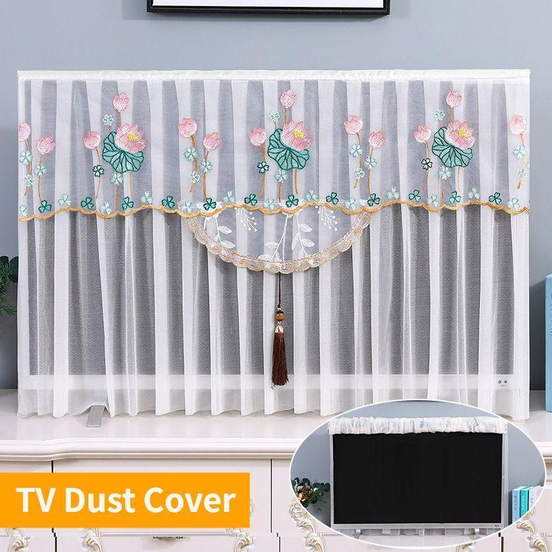 55 Inch TV Cover 42Inch 32Inch LCD Siêu Mỏng Bảo Vệ Đa Năng Vải Ren Treo Tường Tivi Thêu Vỏ Máy Tính