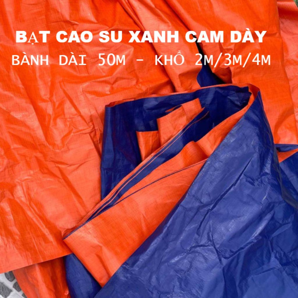 CUỘN DÀI 50M - Cuộn bạt xanh cam- Chất liệu cao su/bạt chống thấm, phù hợp làm bể bơi, hồ nuôi cá, n