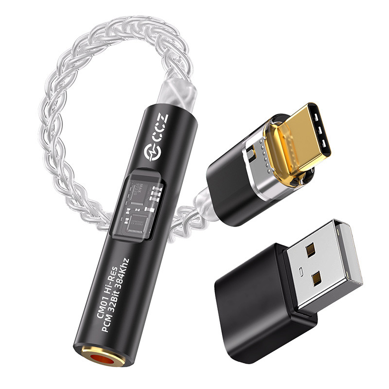 CXZ CM01 Bộ Chuyển Đổi Âm Thanh 8 Lõi USB-C Sang 3.5 Mm Đơn Pha Lê Đồng Mạ Bạc Cáp CX31993 + MAX9722