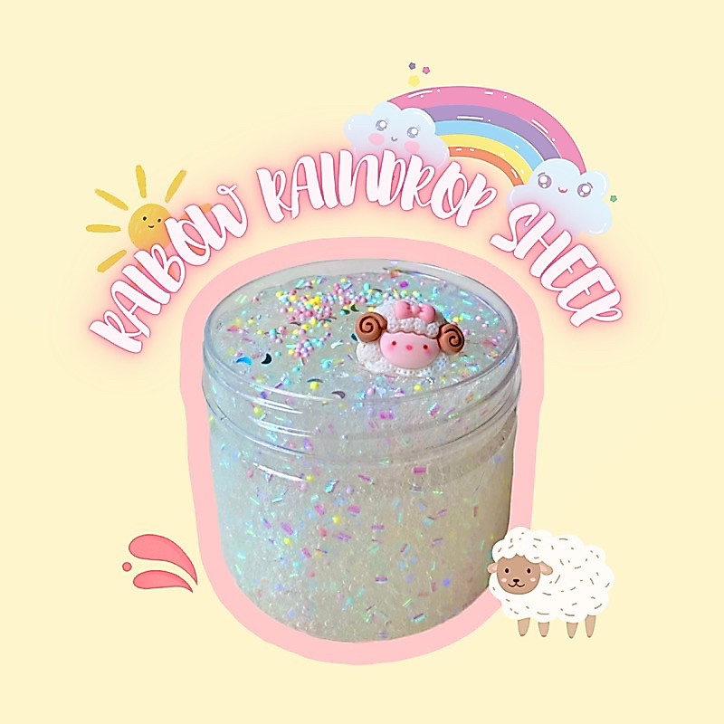 RAINBOW RAIDROP SHEEP (Bingsu Slime) slime hạt bingsu giòn dẻo, slime có charm cừu xốp liti nhiều mà