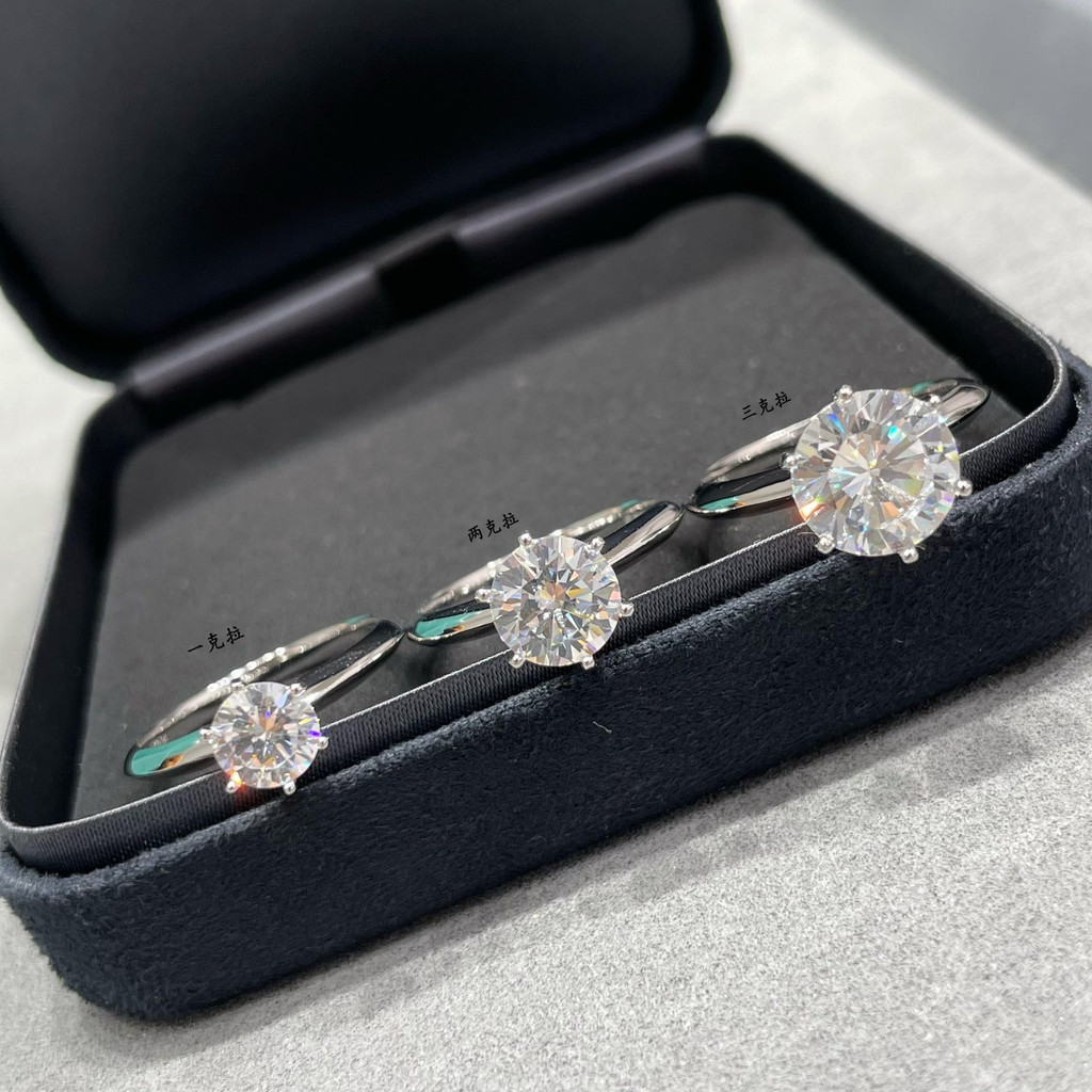 AW7A Tif--ny s925Sterling silver ring, high-carbon diamond ring, women's classic six-prong crown eng