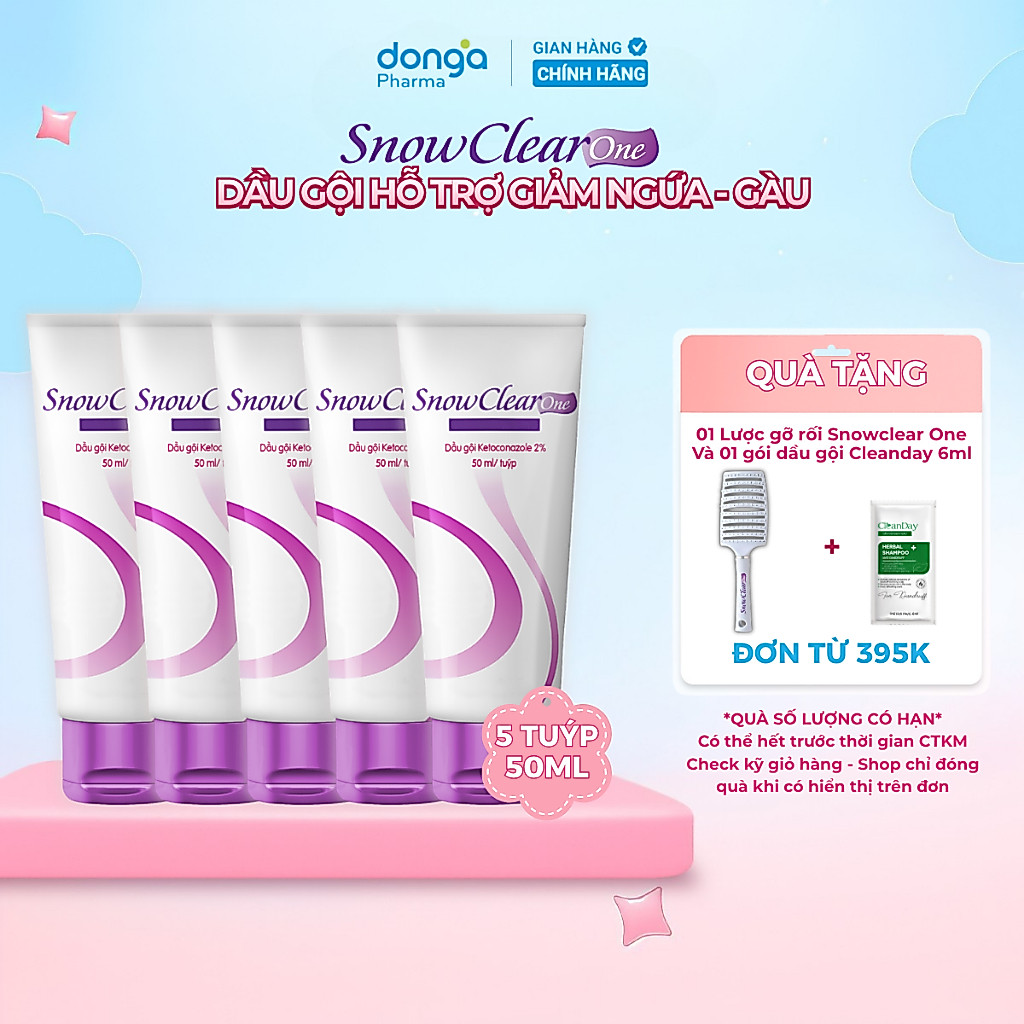 Combo 5 tuýp dầu gội snow clear one chiết xuất dầu dừa hỗ trợ làm sạch gàu hiệu quả