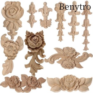 BENUTRO Khắc Gỗ Hoa Hồng Không Sơn Đồ Nội Thất Trang Trí Cửa Trang Trí Họa Tiết Hoa