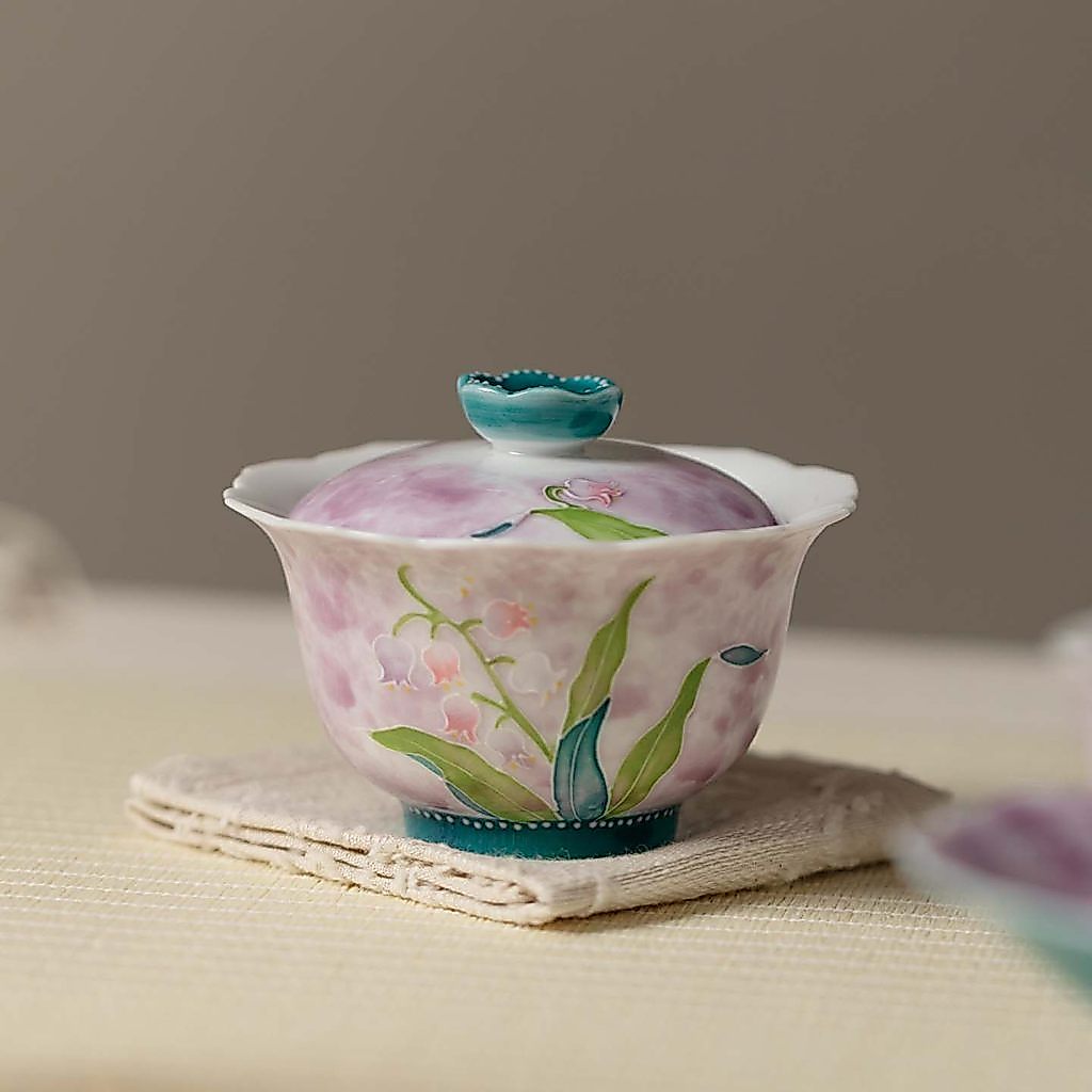 [Lily of the Valley Preface] Mist Purple Lily of the Valley Lotus Skimming Ercai Gaiwan Lò nung làm 