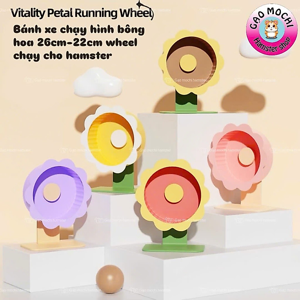 [Wheel hoa kèm đế] Wheel hình bông hoa kèm chân đế cho hamster