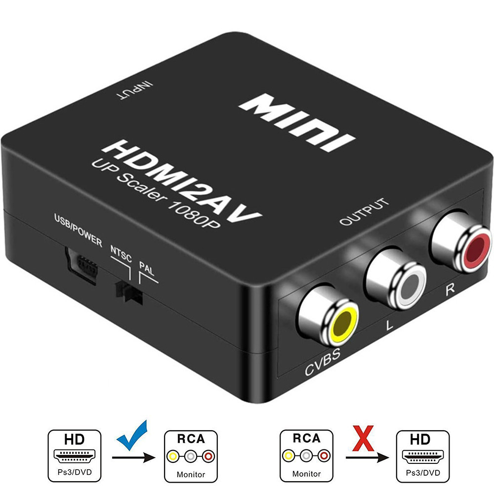 HD01 Bộ ChuyểN ĐổI HDMI 1080P Sang AV RCA CVSB L / R Mini HDMI2AV AV2HDMI