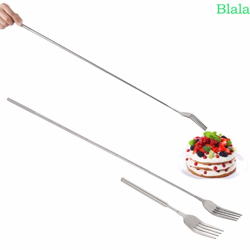 BBQ Telescopic Extendable Fork Dinner Fruit Dessert Long Handle Cutlery Forks