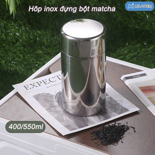  【MLADEN Hôp inox đựng bột matcha nắp 2 lớp,Hộp trà di động bằng thép không gỉ 304,Chống nước và chống ẩm 