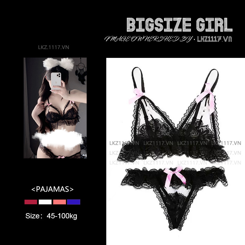 Set Nội Y, Bộ Đồ Lót Sexy Bigsize Set đồ ngủ sexy Áo lót Ren hở ngực kèm chip quần lót lọt khe hở đá