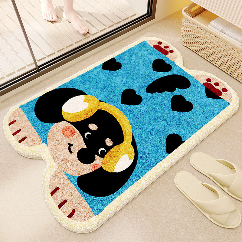 Thảm lông mềm thấm hút tốt, chống trượt hình thú nằm dài ngộ nghĩnh 40x60cm