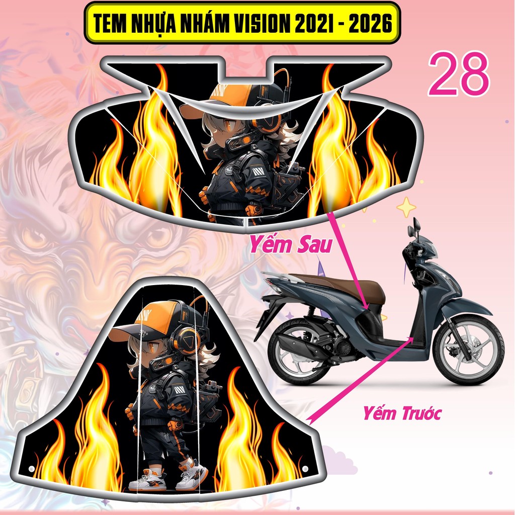 Tem Dán Nhựa Nhám Vision 2021 - 2026 nhiều mẫu decal 3lớp chống thấm nước