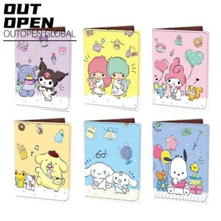 Vỏ hộ chiếu OUTOPEN Sanrio, Bảo vệ in hình du lịch PU, Hộp đựng thẻ ID Kuromi Cinnamoroll di động Hộp đựng hộ chiếu