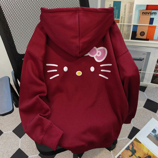  áo khoác nữ basic màu đỏ Hello Kitty mùa đông áo khoác hoodie zip Salmo 