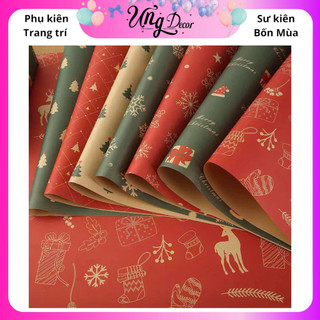 Giấy gói quà noel 10 tờ giấy xịn kraft vintage trang trí giáng sinh nhiều mẫu mã Ưng decor 