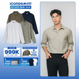 Áo Sơ Mi Linen Nam Tay Dài ICONDENIM Coastal Breeze Form Regular SMID0277