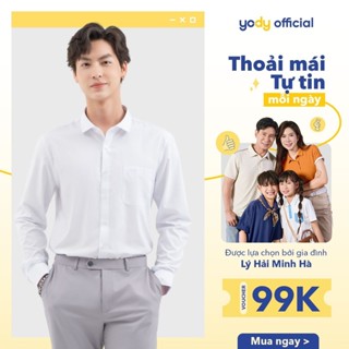 Áo sơ mi nam YODY dài tay, có túi ngực, chất lụa nến mềm mịn, chống nhăn lịch lãm dáng slim fit SPM5005