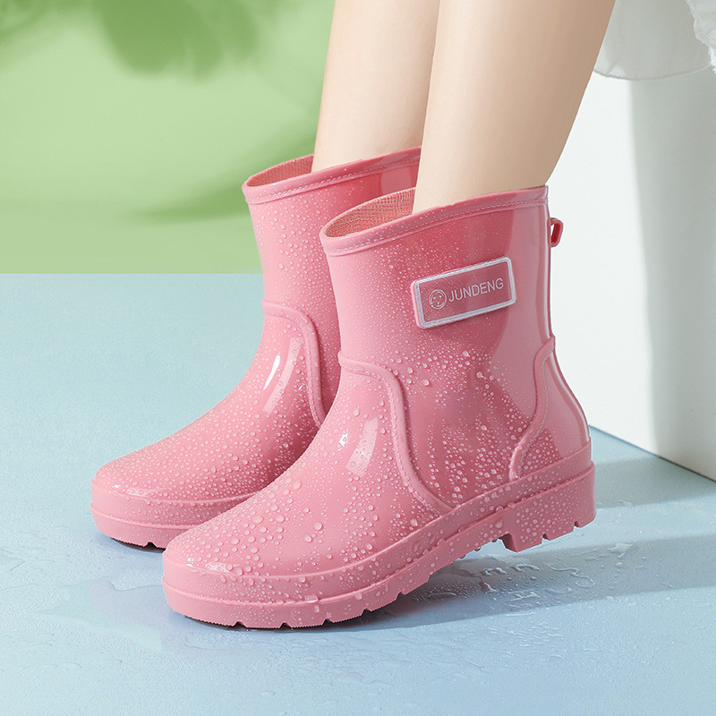 Ống ngắn ủng mưa ống giữa thời trang giày nước ủng mưa chống mài mòn giày cao su cho người lớn nữ giày chống trượt không