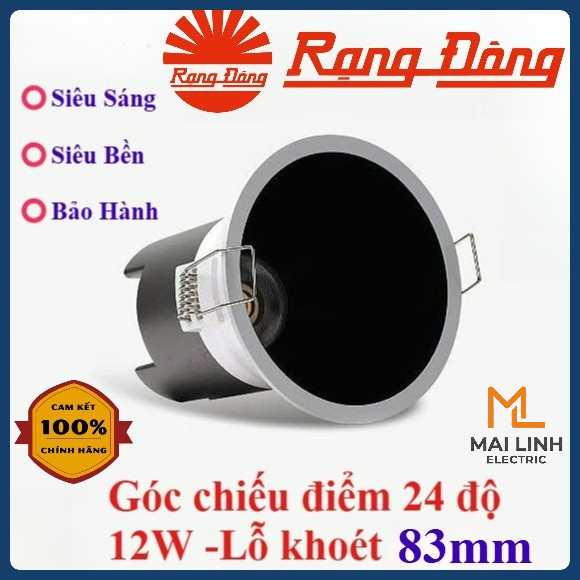 (Rạng Đông) Đèn Led Downlight Âm Trần Góc Chiếu Điểm 24 Độ - Công suất 12W - Lỗ khoét 83mm - Đèn spo