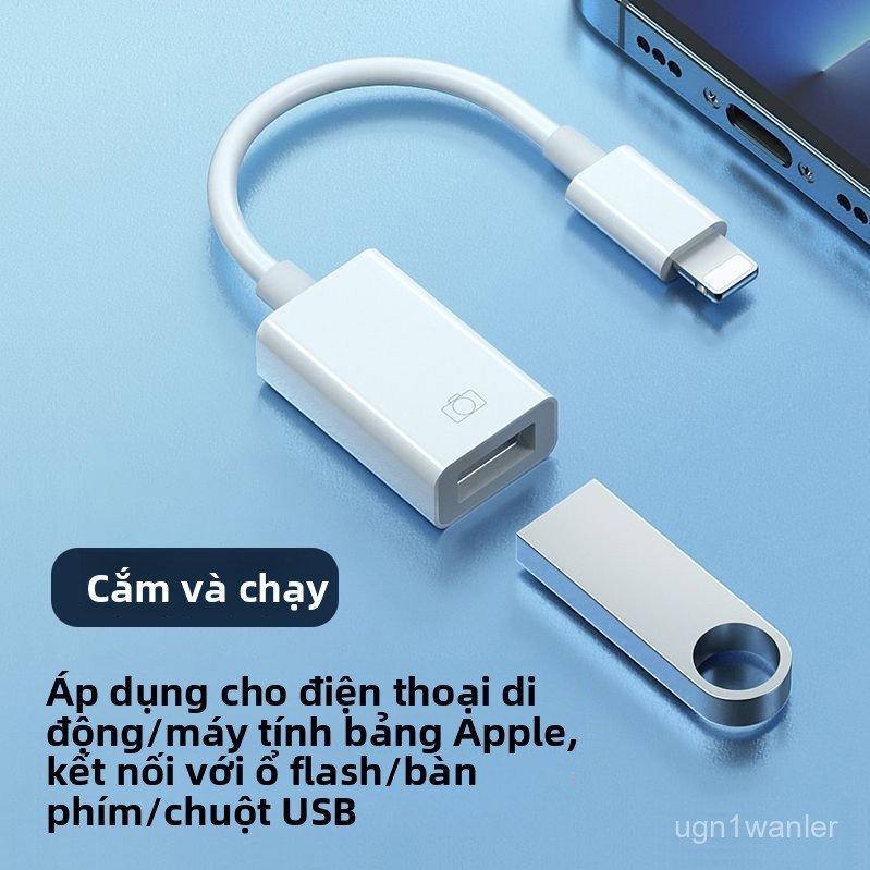 Đầu chuyển đổi OTG Lightning sang USB cho iPhone iPad cổng đọc thẻ nhớ kết nối chuột bàn phím đa năn