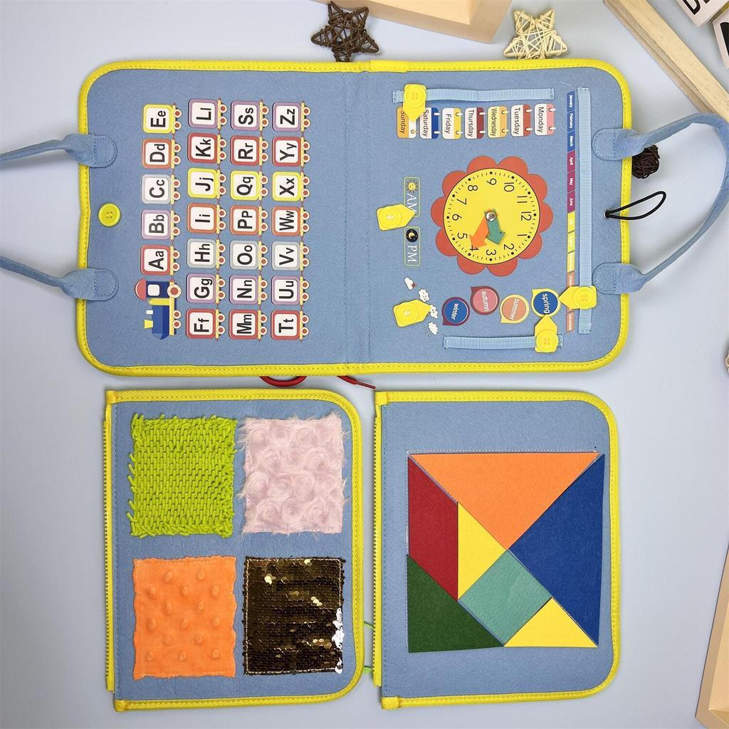 TQ~Montessori Busy Board Montessori Early Education Toy Felt Busy Board Baby Enlightenment Education