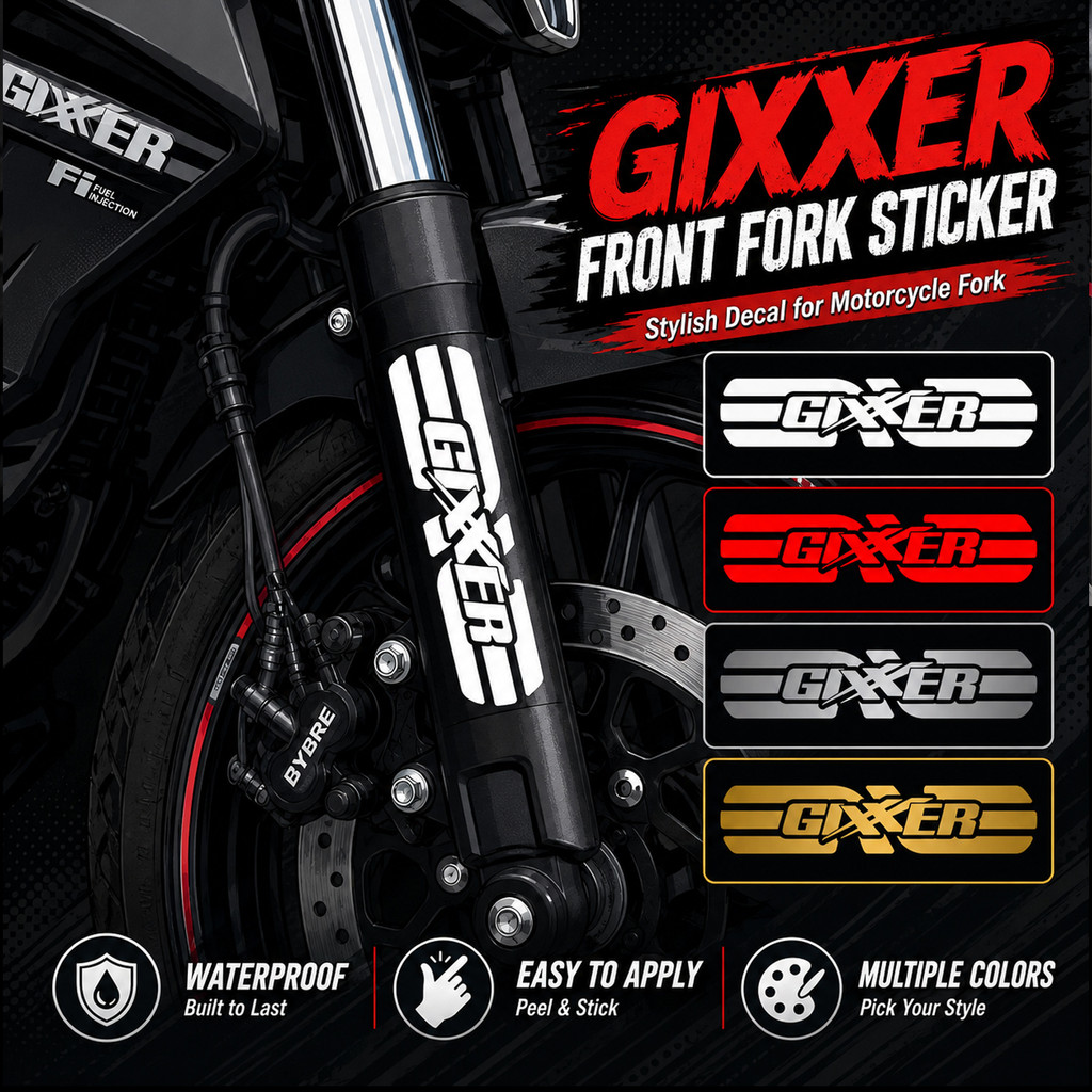 Đỏ Suzuki Gixxer Phuộc Trước Vinyl Miếng Dán Giảm Chấn Trang Trí Decal Phù Hợp Với Gixxer 155 Fi Gix