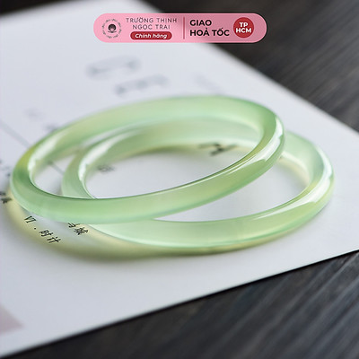 Vòng Tay Đôi Mã Não Xanh Lá Bản Tròn Nhỏ 6ly (1 Cặp) Xinh Xắn, Sang Trọng - Ngọc Trai Trường Thịnh