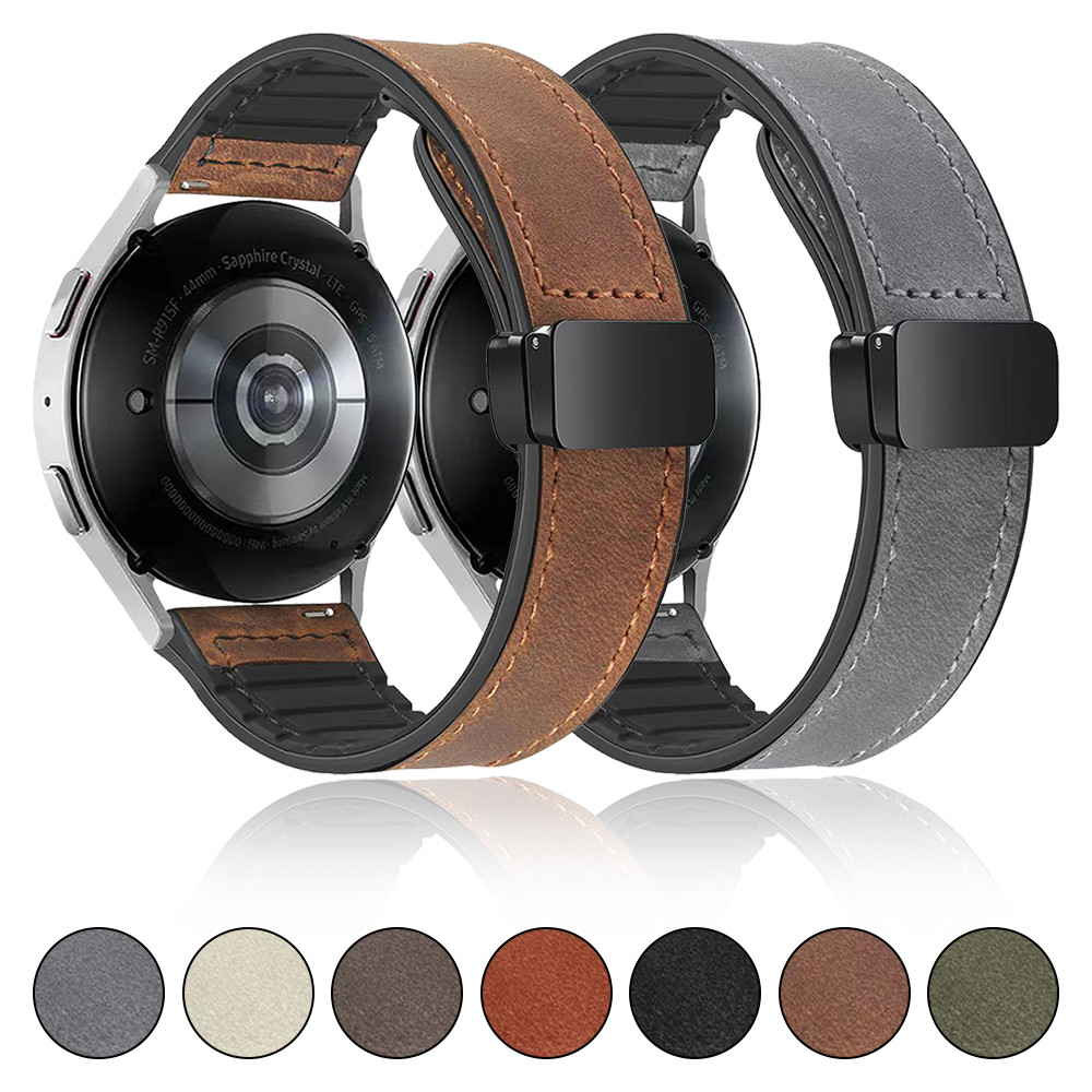 Dây đeo silicon bằng da cho Samsung Galaxy Watch 6 / 5 / 4 44mm 40mm Dây đeo đồng hồ 20mm Vòng đeo t