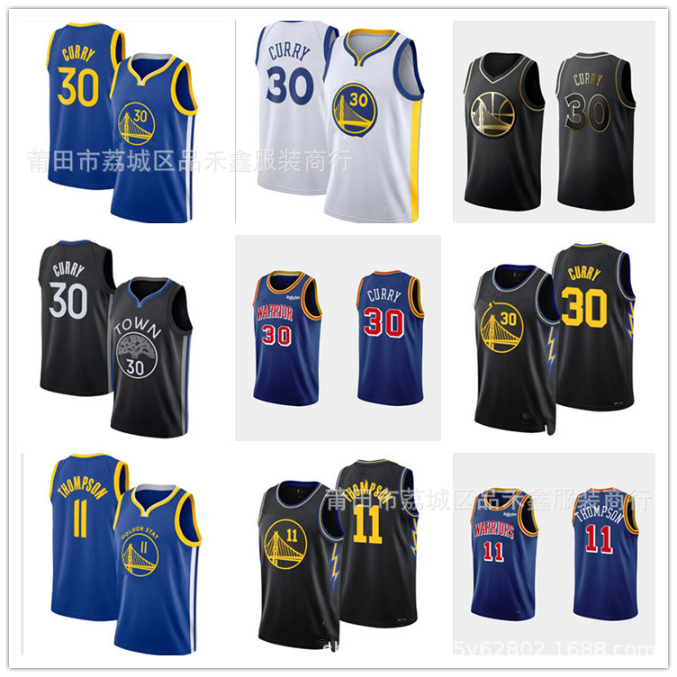 Giao hàng trong ngàyÁo bóng rổ thêu Warriors 30 Curry 11 áo đấu của Thompson City