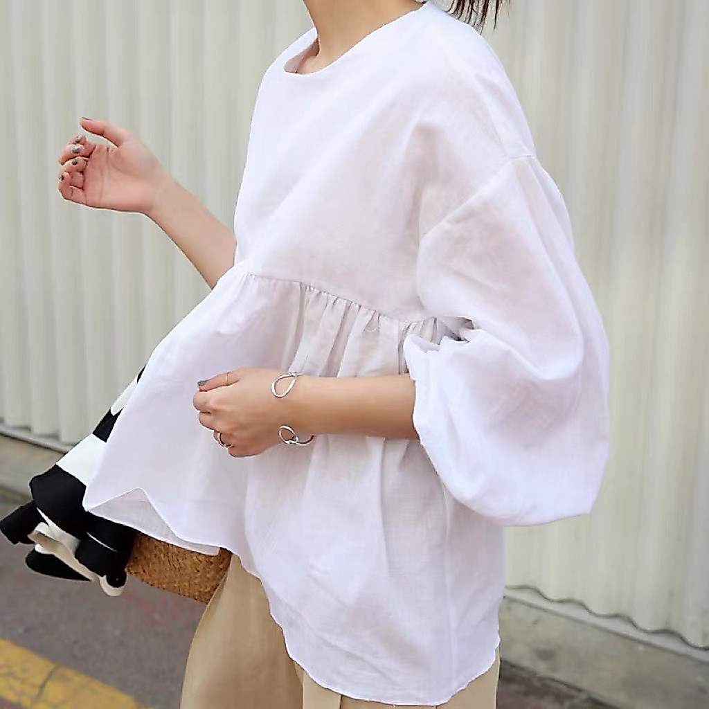𝗡𝗮𝗺𝗶  𝗟𝗶𝗻𝗲𝗻 - | BEELY | Áo Linen babydoll tay lửng