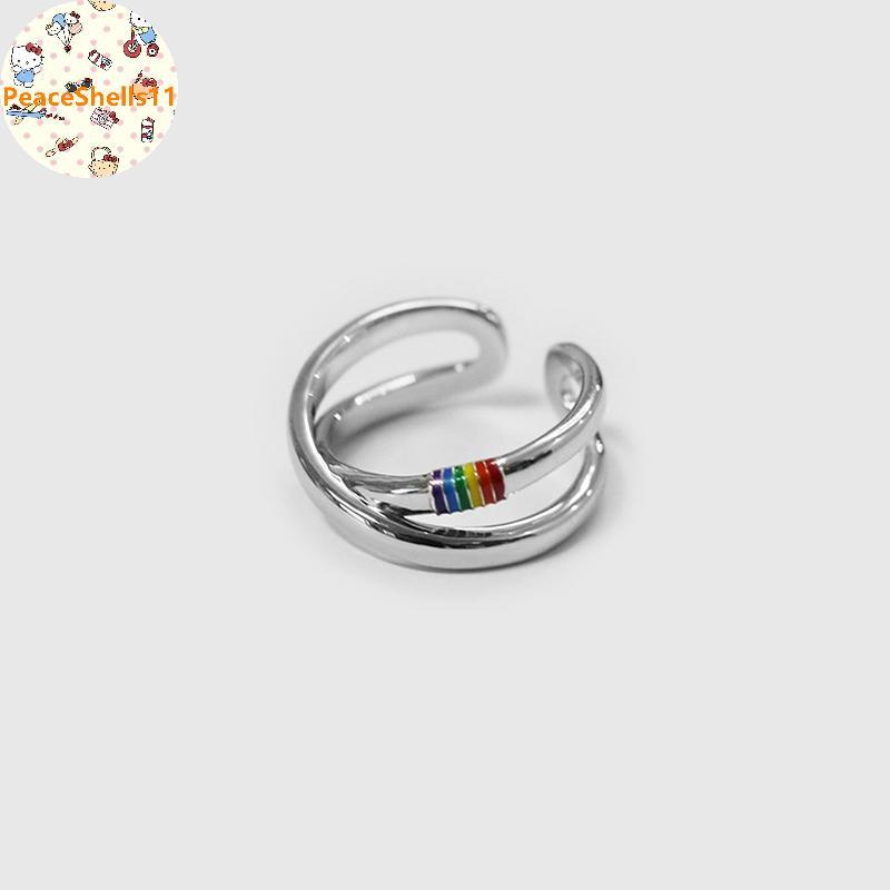 PeaceShells Mobius Rainbow Ring Niche Design Cá Tính Xu Hướng Màu Nhẫn VN