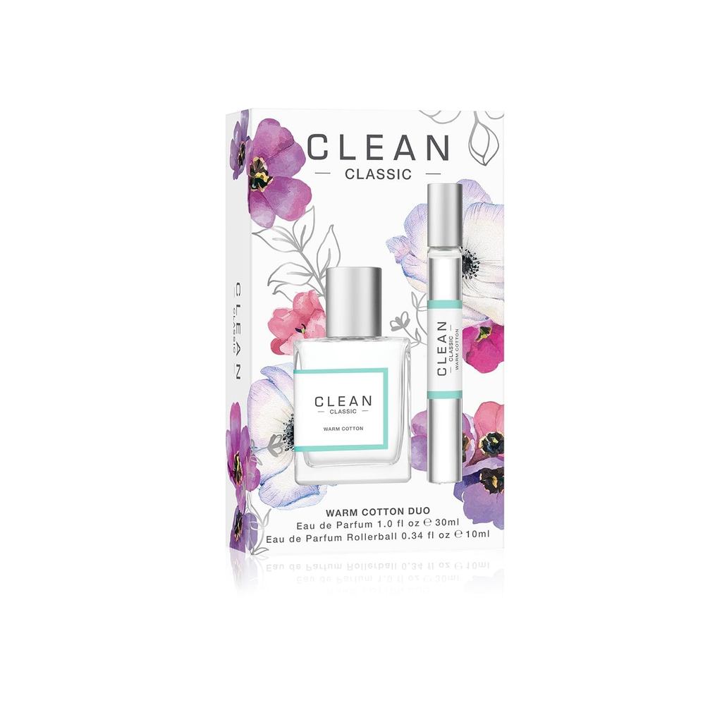 Clean Beauty Perfume Duo, Full & Travel Size, Fresh Laundry Warm Cotton Scent, Strawberry Fields Jui