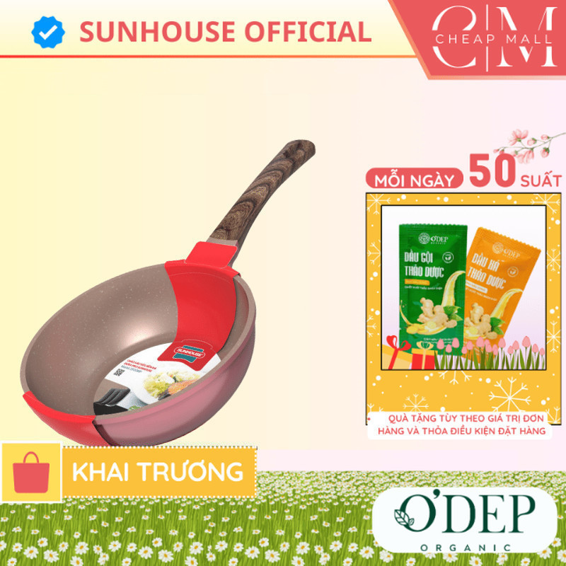 Chảo sâu lòng chống dính Sunhouse vân đá đáy từ Dura pro DP24MP (20/24CM) Dùng mọi loại bếp - CHEAP 