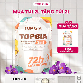   Mua 1 Tặng 1  Nước Giặt Xả Top Gia 2 Trong 1 Hương Lavender Dịu Nhẹ Lưu Hương Đến 72 Giờ Túi 2 Lít 