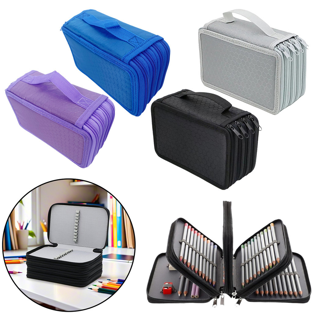Túi đựng bút chì màu 4 lớp 72 lỗ Hộp đựng bút chì vuông Hộp đựng tranh Hộp đựng bút màu trơn