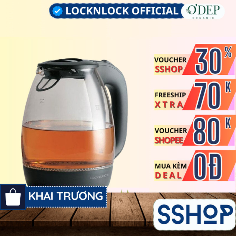 Ấm đun nước siêu tốc LocknLock 1.7L 1850W - Chính hãng  EJK432 - SSHOP SSO