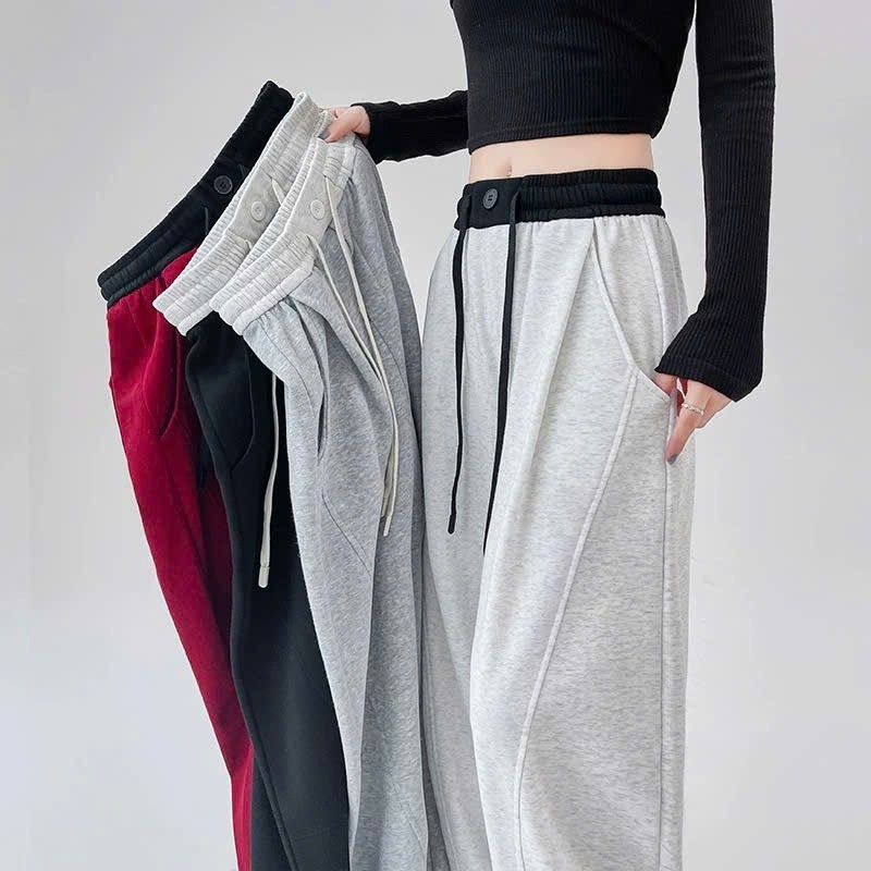 Quần ống rộng phong cách Hàn Quốc phối cạp trắng đen cá tính Joile_Closet