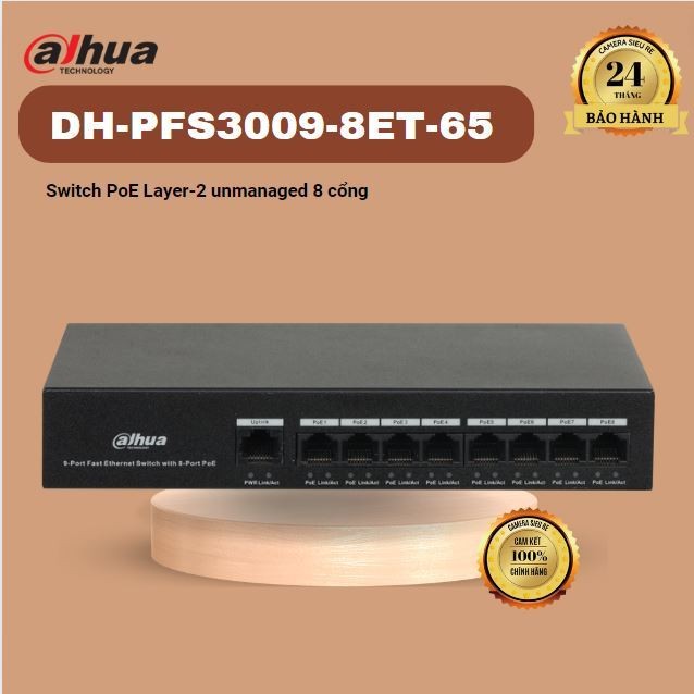 Switch POE 8 cổng DAHUA  DH-CS4010-8ET-60 THAY THẾ DH-PFS3009-8ET-65