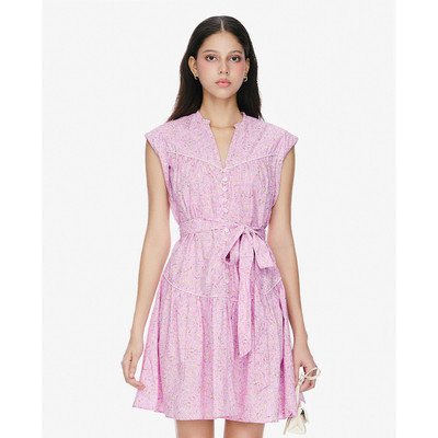 GIGI - Đầm sát nách mini cổ V phối nơ thời trang_G2101D243143-37